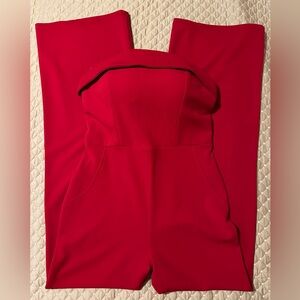 Red strapless jumper straight leg - NWOT - size S